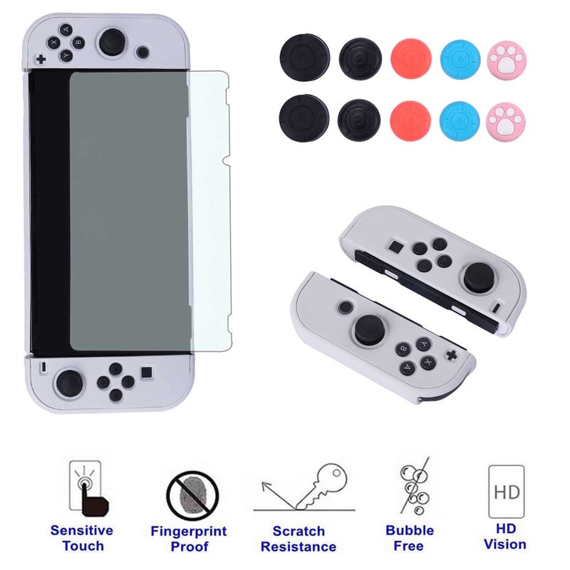 COMCOOL Dockable Case for Nintendo Switch Oled - [9 FT Military Grade Drop Protection] [with Tempered Glass Screen Protector and Thumb Grips] Cute Protective Cover for Nintendo Switch Oled - Stone - Image 4